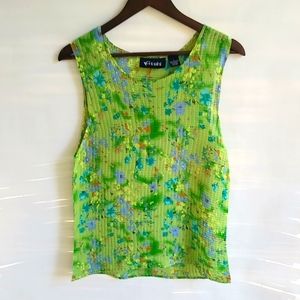 Kisses L Lime Blue Sleeveless Watercolor Top